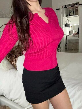 Magenta cable knit sweater